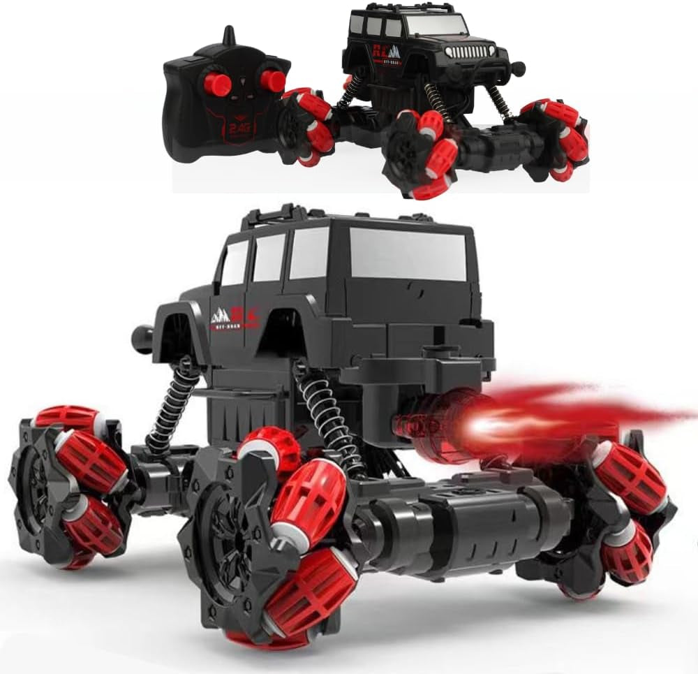 360° Rotating RC Stunt Car with LED Lights and Shock-Absorbing Wheels - Remote Control All-Terrain Monster Truck for Kids - High-Speed Off-Road Vehicle